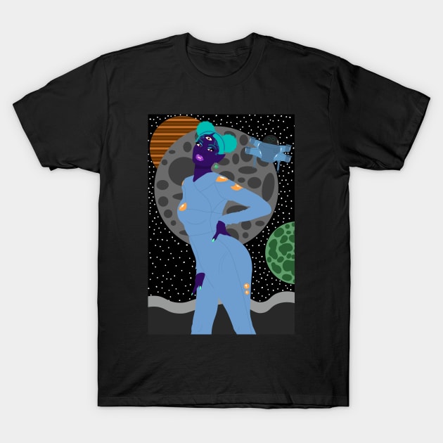 Purple Alien Woman 04 T-Shirt by MidnightBlueDesigns